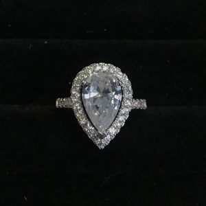 **SOLD** Size 6.5, Pear “Diamond" Halo Ring